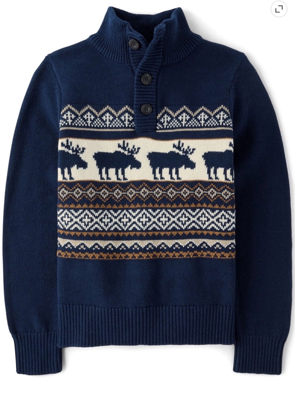 Navy Moose Pattern Toddler - Boy’ Sweater